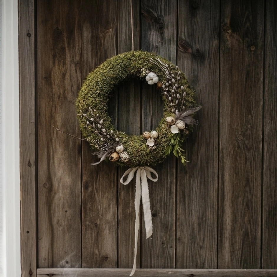 Вінок зі стабілізованих рослин в інтер'єрі